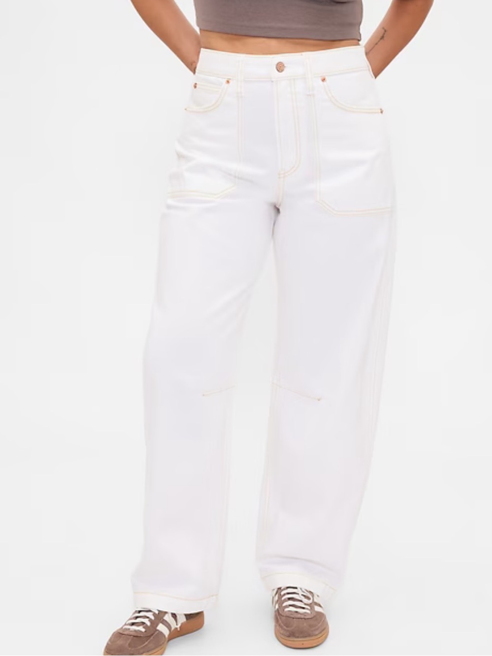 Gap Barrel Jeans White Curvy Fit 26 Long